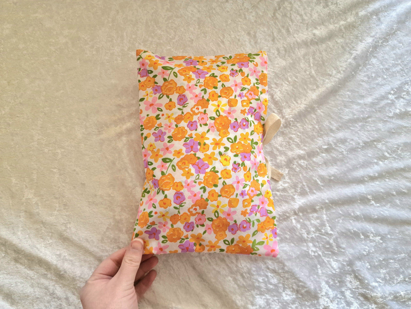 Orange Floral Nappy and Wipe Pouch