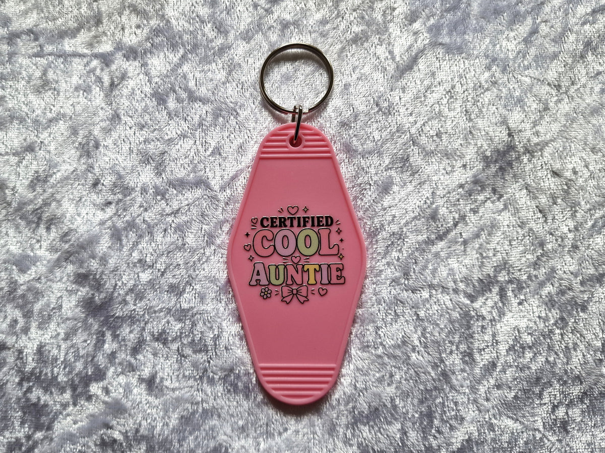 Certified Cool Auntie Motel Keychain