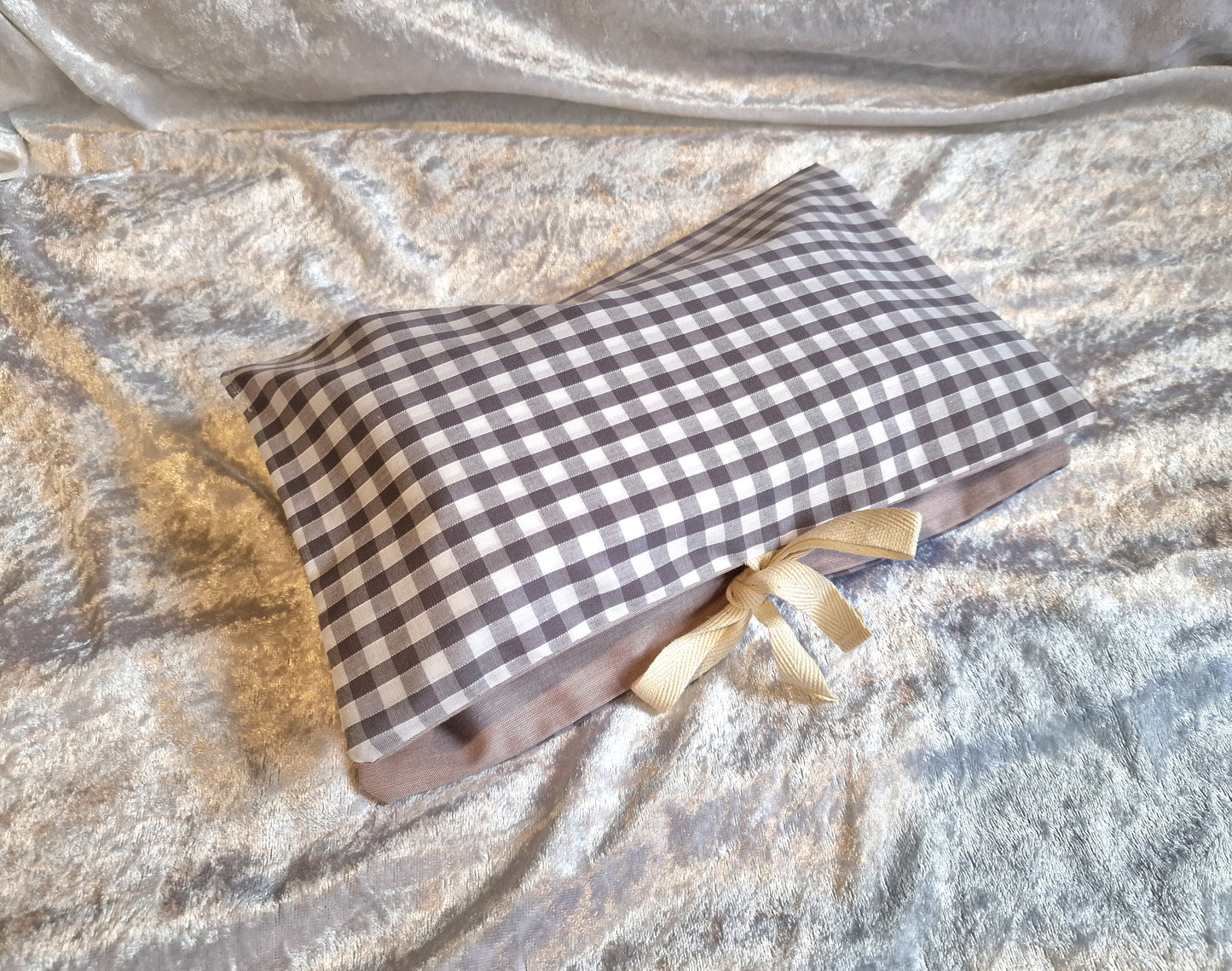 Grey Gingham Nappy and Wipe Pouch