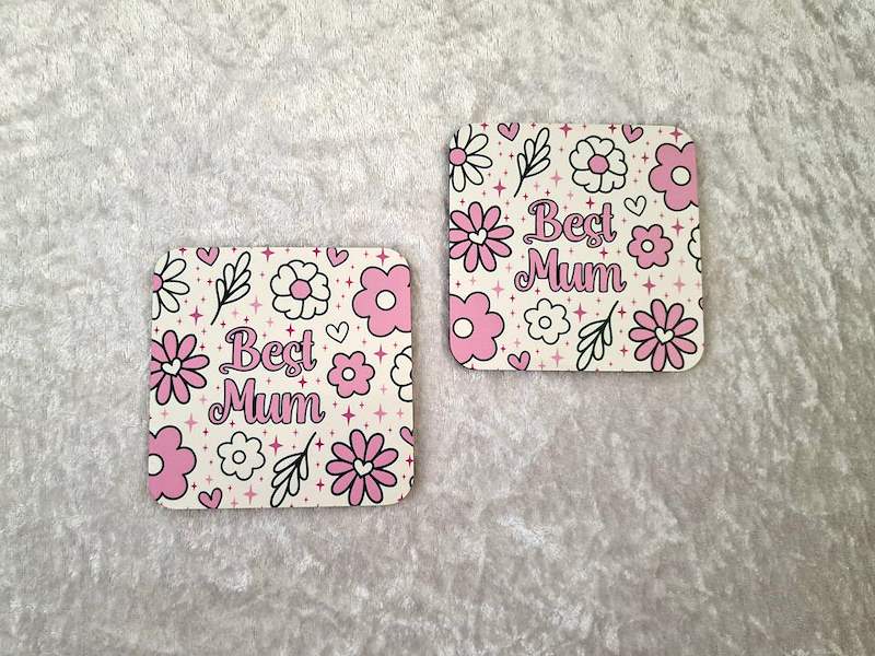 Best Mum Floral Coaster – Gift for Mum, Mother’s Day & Birthday