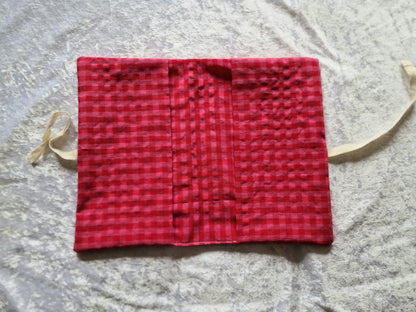 Red and Pink Checkered Nappy and Wipe Pouch