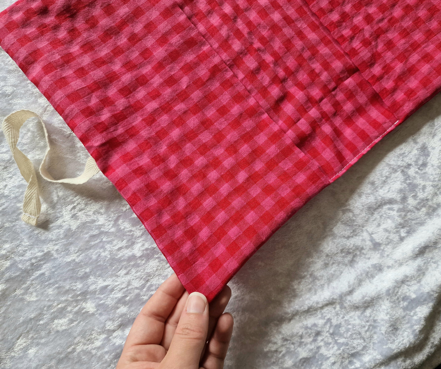 Red and Pink Checkered Nappy and Wipe Pouch
