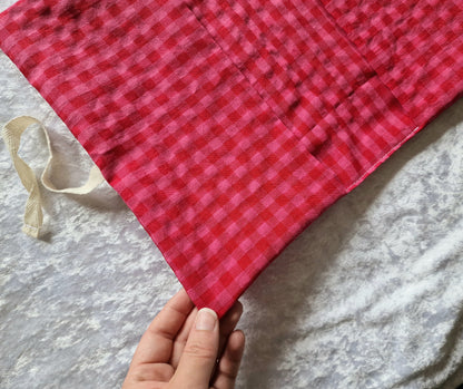Red and Pink Checkered Nappy and Wipe Pouch
