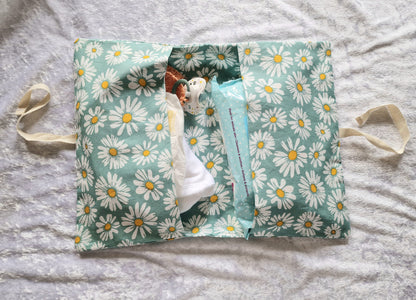 Sage Floral Nappy and Wipe Pouch