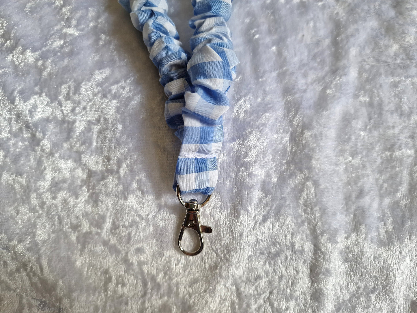 Blue Gingham Lanyard