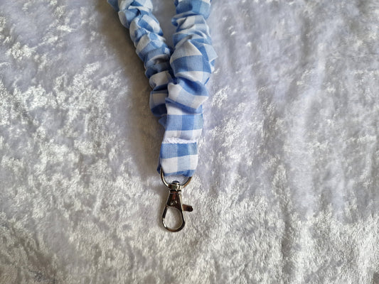 Blue Gingham Lanyard with Safety Breakaway Clasp – Handmade in the UK