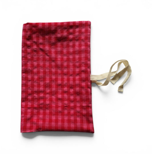 Red and Pink Checkered Nappy and Wipe Pouch