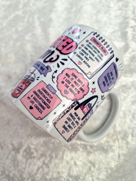 Exhausted Mum 11oz Mug – Powered by Love, Caffeine & Survival Mode