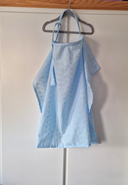 Light Blue Broderie Anglaise Breastfeeding Cover – Adjustable Straps & Boning