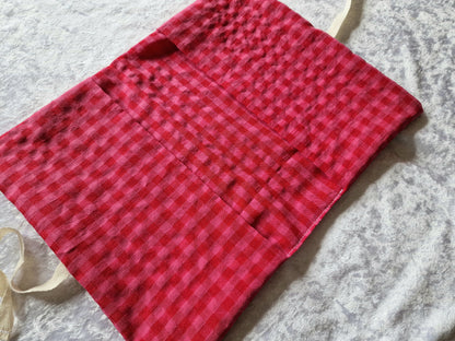 Red and Pink Checkered Nappy and Wipe Pouch