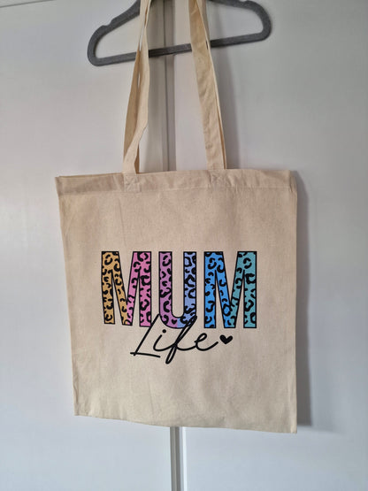 Colourful Mum Life Cotton Tote Bag – Gift for Mum