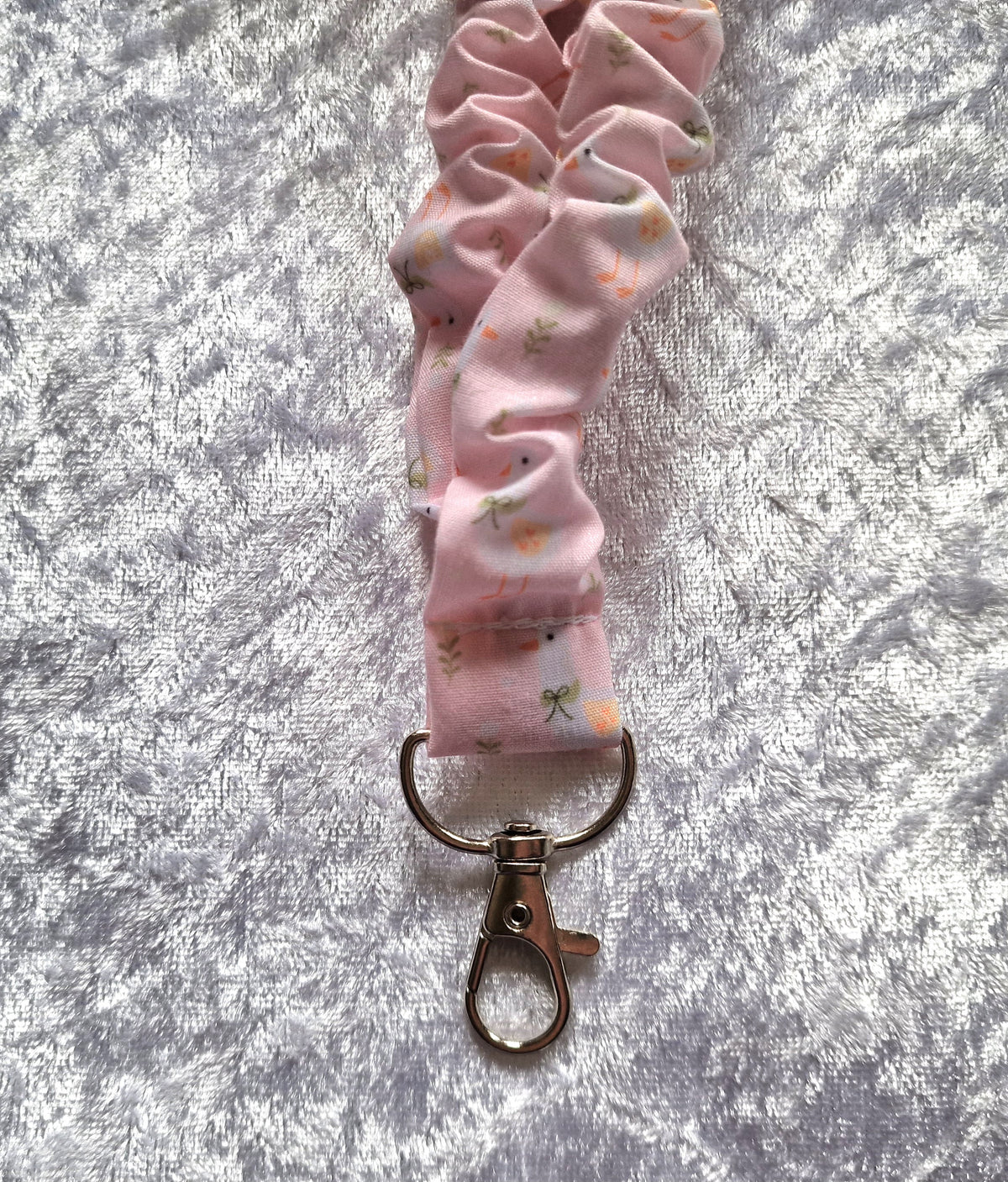 Pink Duck Scrunchie Lanyard with Safety Breakaway Clasp – Handmade UK