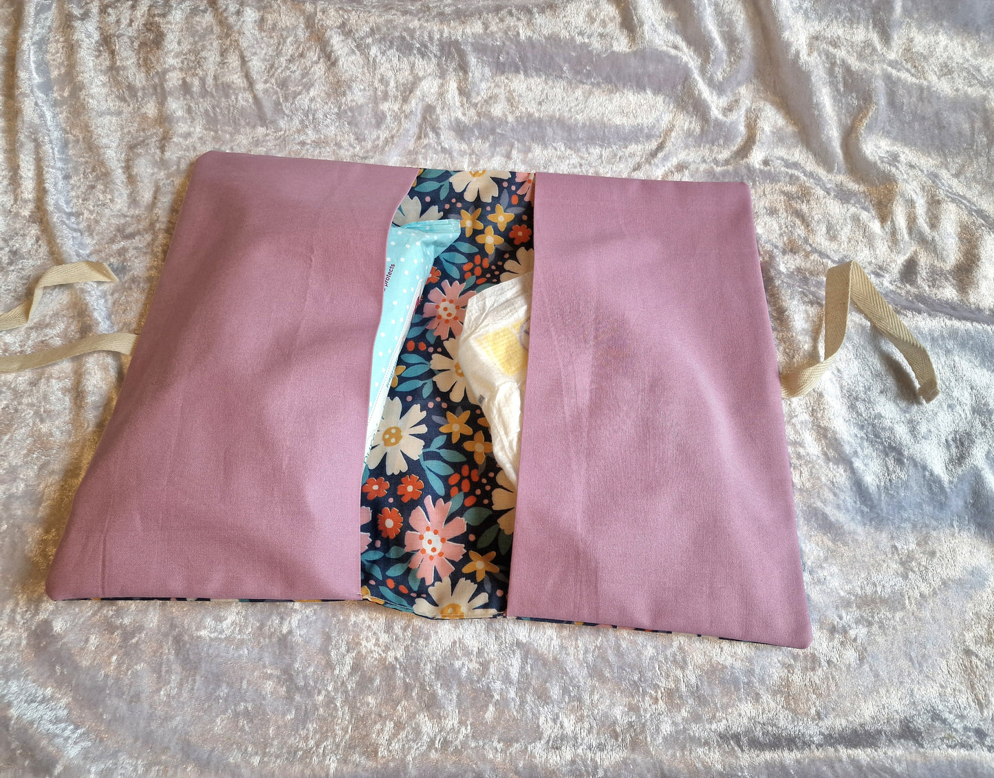 Floral Nappy and Wipe Pouch