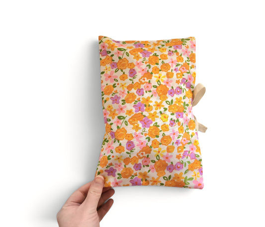 Orange Floral Nappy and Wipe Pouch