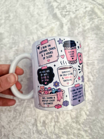 Exhausted Mum 11oz Mug – Powered by Love, Caffeine & Survival Mode