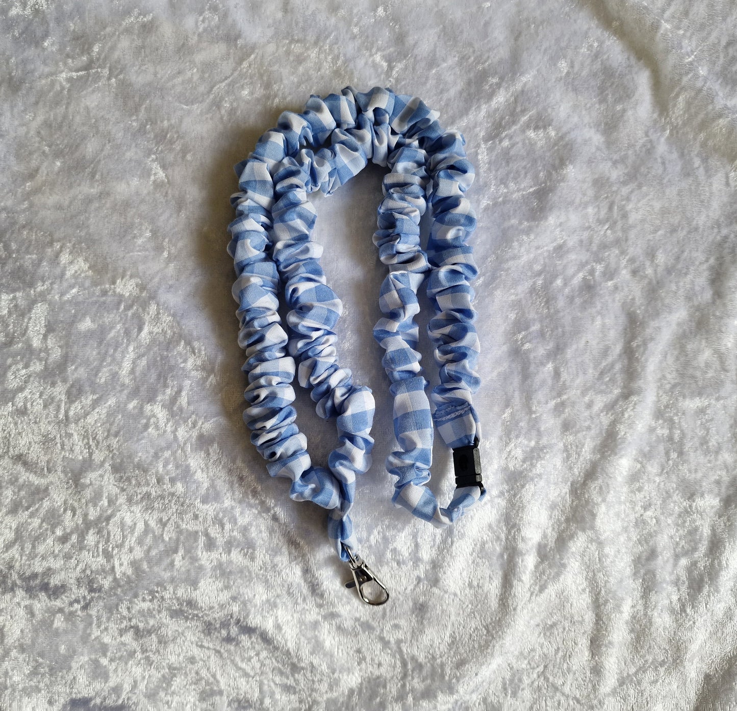 Blue Gingham Lanyard