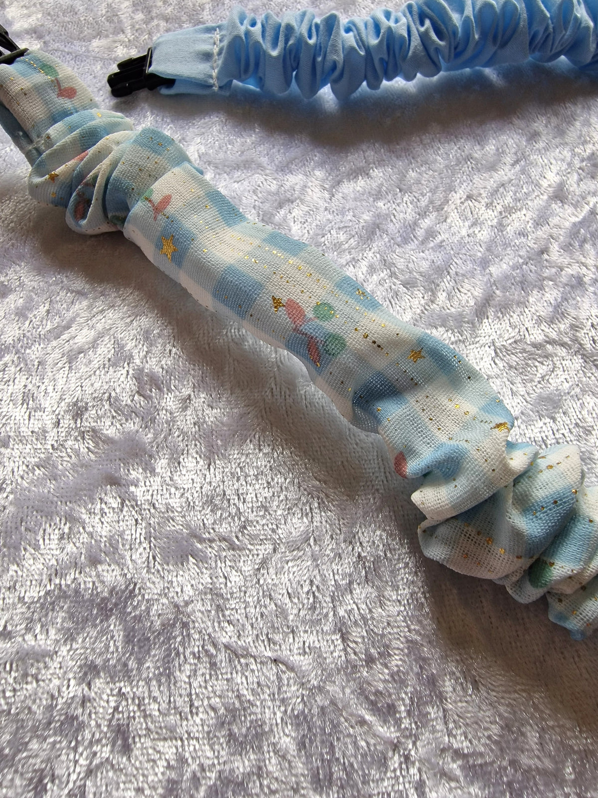 Blue Gingham Cherry & Gold Breastfeeding Clips for Clothes – Set of 2