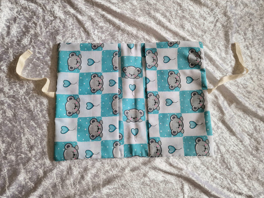 Blue Teddy Nappy and Wipe Pouch