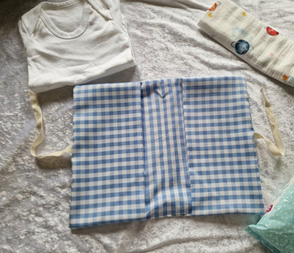 Blue Checkered Nappy and Wipe Pouch