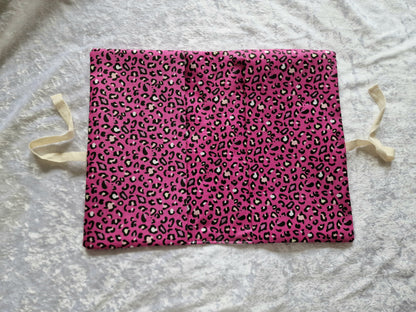 Pink Leopard Nappy and Wipe Pouch