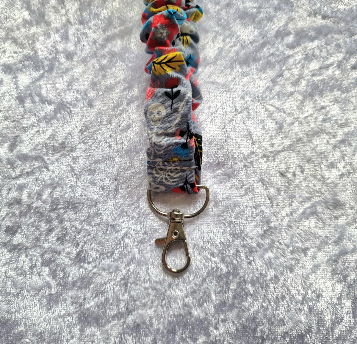 Floral Skeleton Scrunchie Lanyard with Breakaway Clasp – Handmade UK