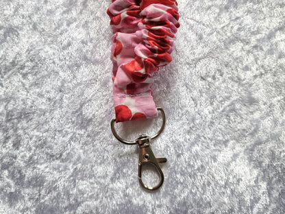 Pink & Red Heart Scrunchie Lanyard with Breakaway Clasp – Handmade UK