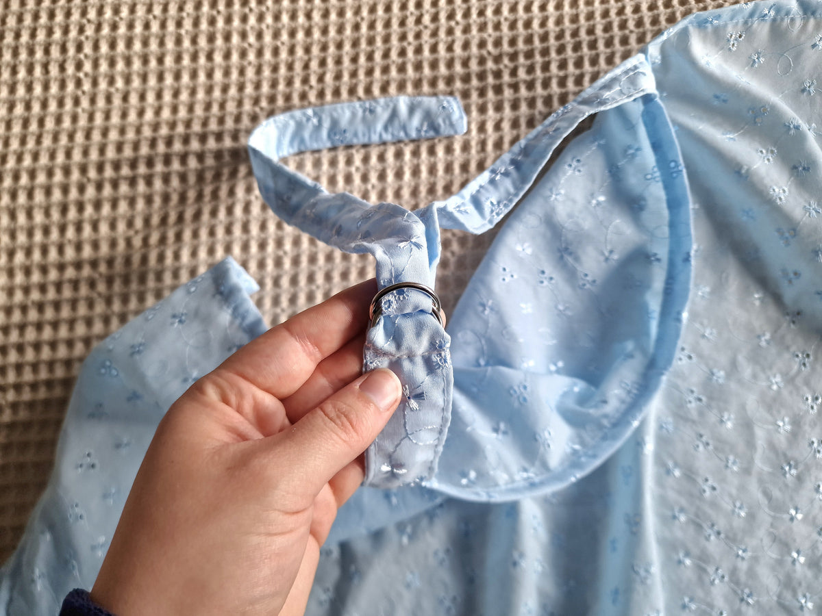 Light Blue Broderie Anglaise Breastfeeding Cover – Adjustable Straps & Boning