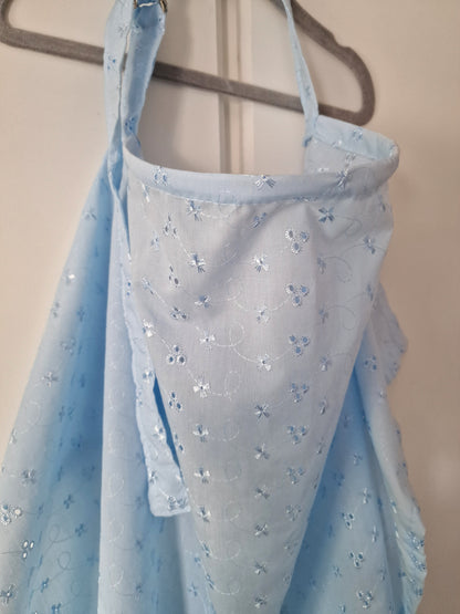 Light Blue Broderie Anglaise Breastfeeding Cover – Adjustable Straps & Boning