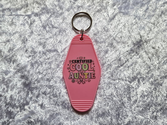 Certified Cool Auntie Motel Keychain