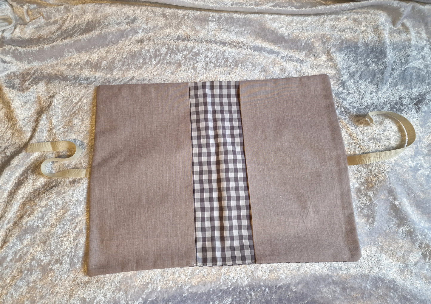 Grey Gingham Nappy and Wipe Pouch