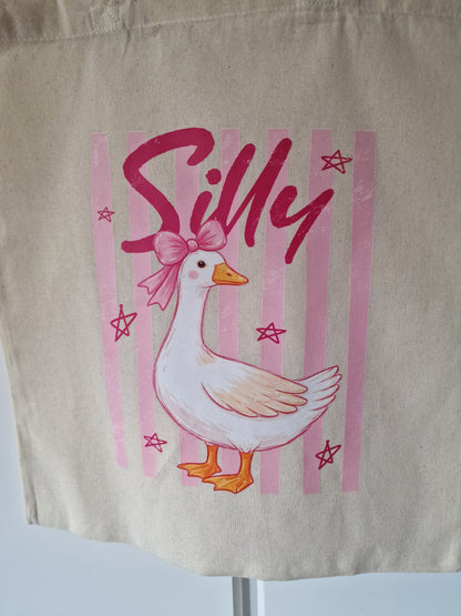 Silly Goose Cotton Tote Bag – Funny Reusable Shopping Bag