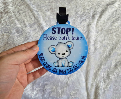 Blue Do Not Touch Pram Tag