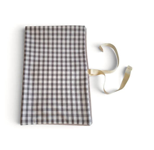 Grey Gingham Nappy and Wipe Pouch