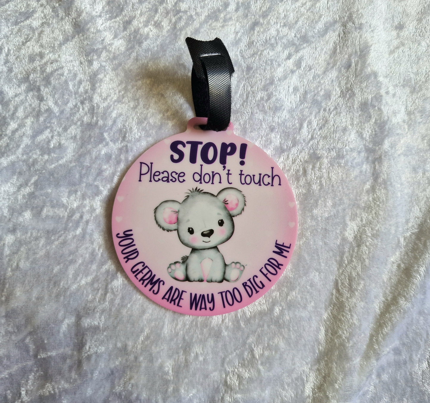 Pink Do Not Touch Pram Tag