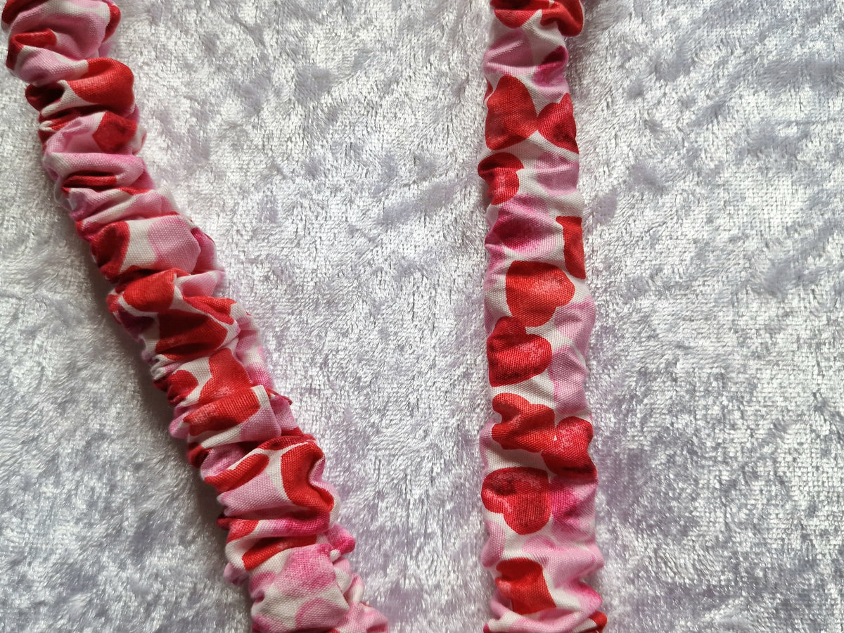 Pink & Red Heart Scrunchie Lanyard with Breakaway Clasp – Handmade UK