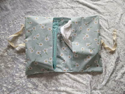 Mint Floral Nappy and Wipe Pouch