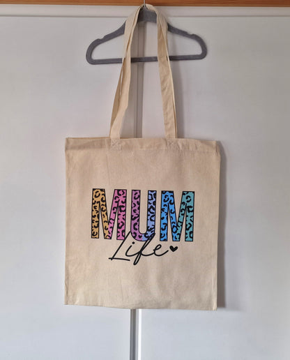 Colourful Mum Life Cotton Tote Bag – Gift for Mum