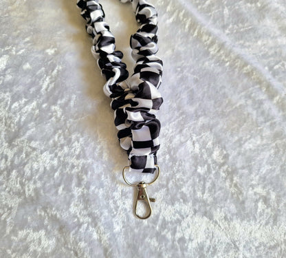 Black and White Checkered Lanyard