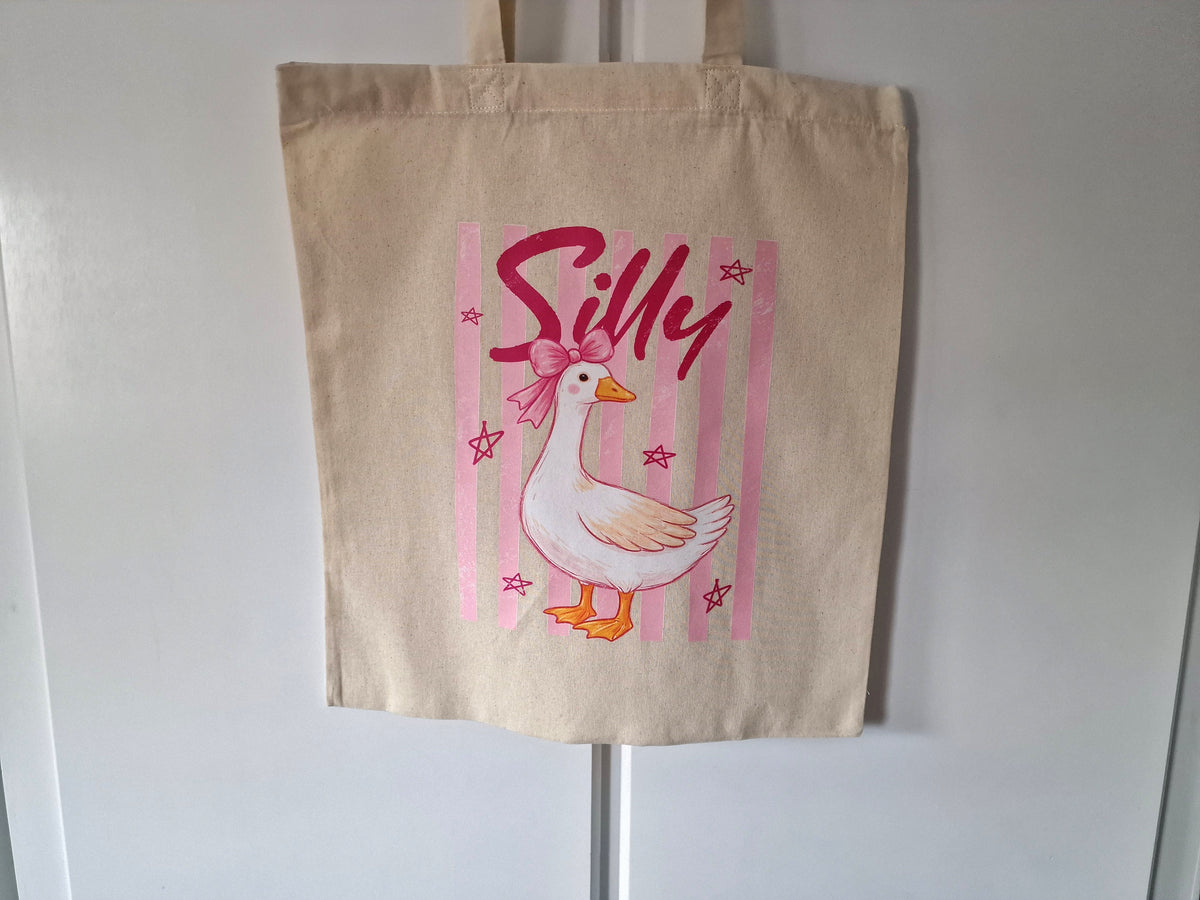 Silly Goose Cotton Tote Bag – Funny Reusable Shopping Bag