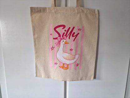 Silly Goose Cotton Tote Bag – Funny Reusable Shopping Bag