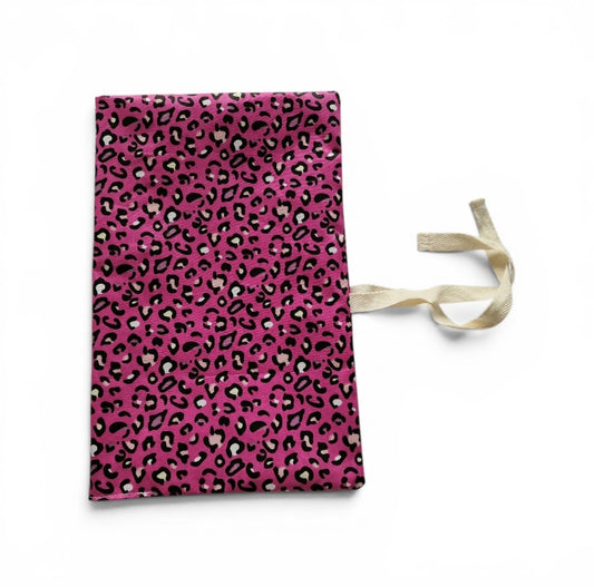Pink Leopard Nappy and Wipe Pouch