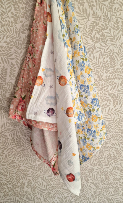Baby Muslin Squares - Large 50cm Double Gauze Muslin Cloth, 100% Cotton