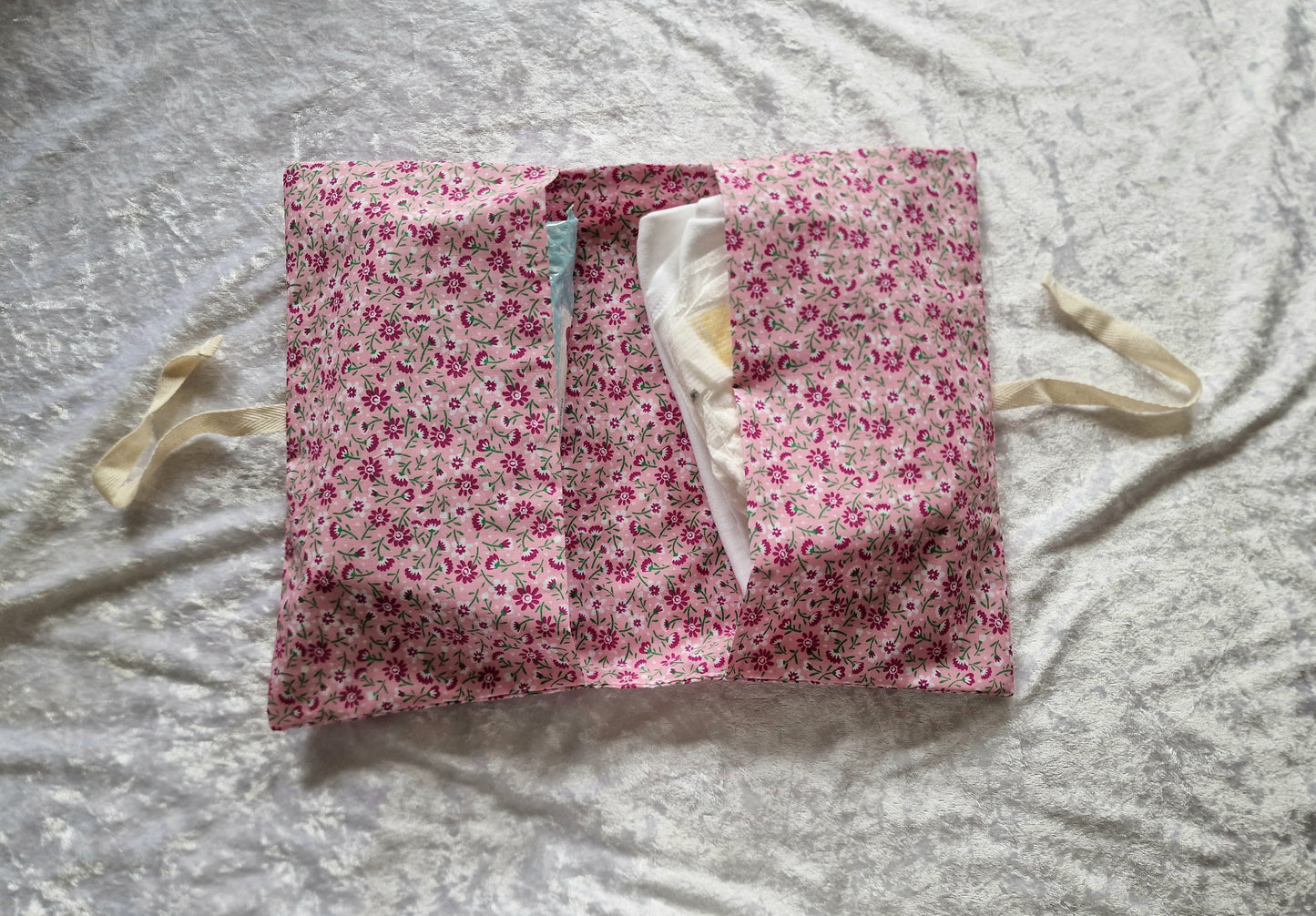 Pink Floral Nappy and Wipe Pouch