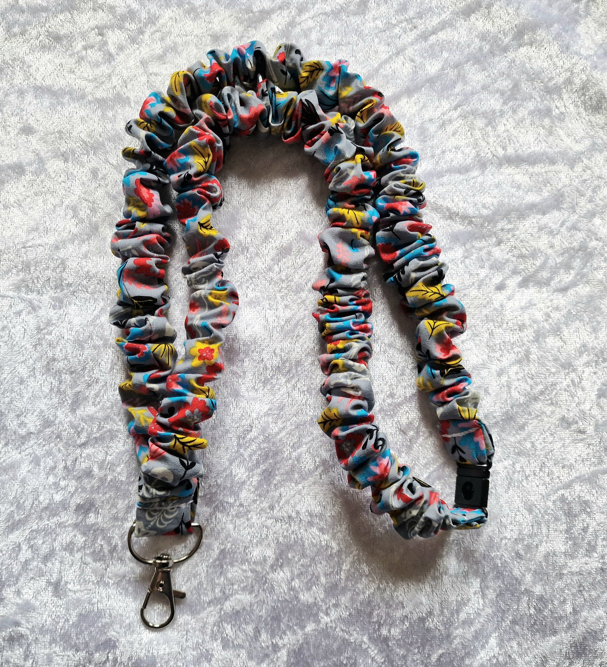 Floral Skeleton Scrunchie Lanyard with Breakaway Clasp – Handmade UK