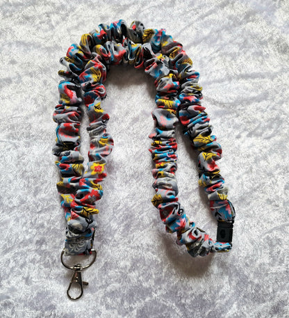 Floral Skeleton Scrunchie Lanyard with Breakaway Clasp – Handmade UK