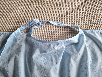 Light Blue Broderie Anglaise Breastfeeding Cover – Adjustable Straps & Boning