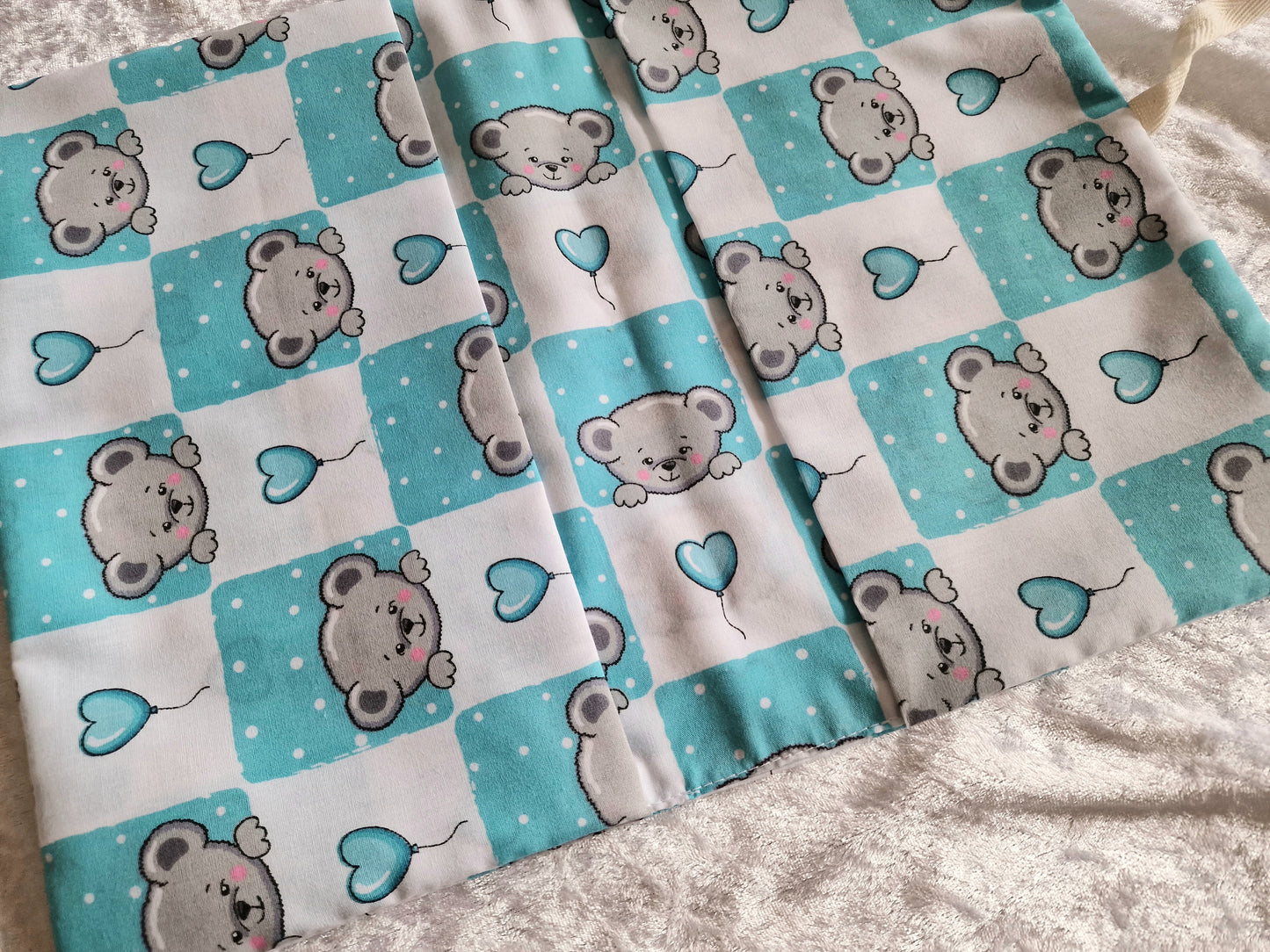 Blue Teddy Nappy and Wipe Pouch