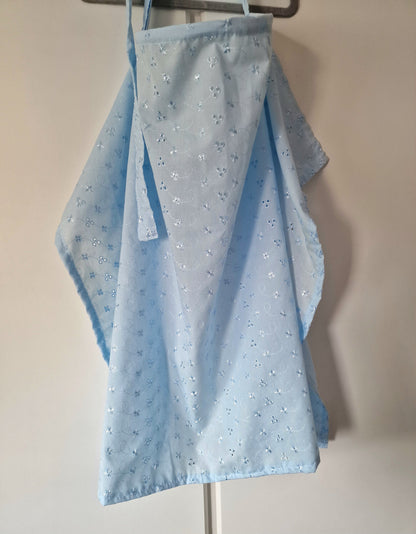 Light Blue Broderie Anglaise Breastfeeding Cover – Adjustable Straps & Boning