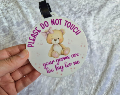 Pink Bear Do Not Touch Pram Tag