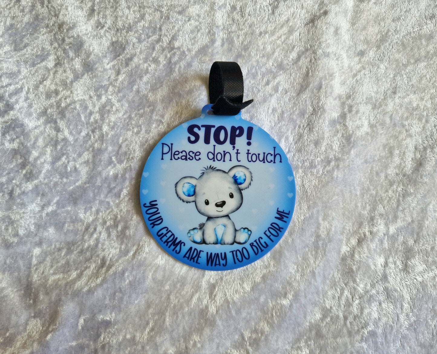 Blue Do Not Touch Pram Tag